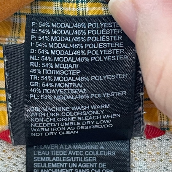 The North Face Button Down Zip Pocket Short Sleeve Yellow Plaid Men's Size XL - Picture 10 of 13